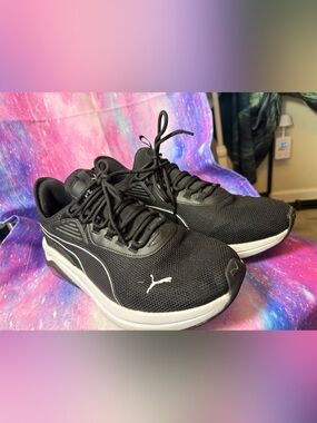 Puma Black Athletic Mesh Sneakers with White Accents